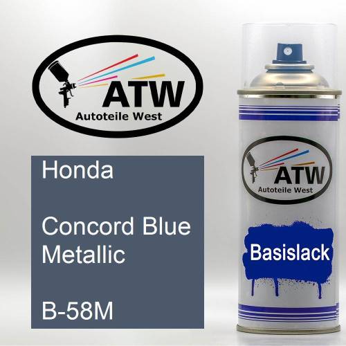 Honda, Concord Blue Metallic, B-58M: 400ml Sprühdose, von ATW Autoteile West.